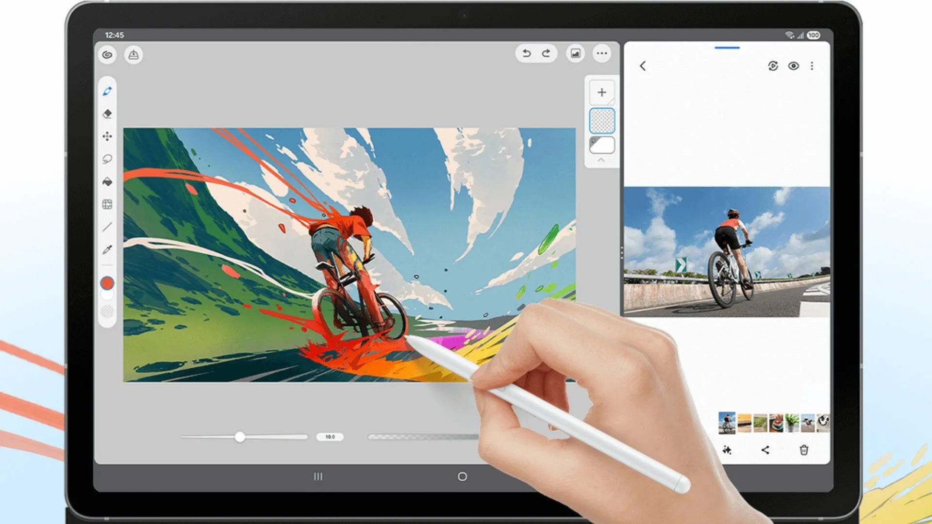 Samsung Galaxy Tab S10 FE với bút S Pen đang được sử dụng để vẽ