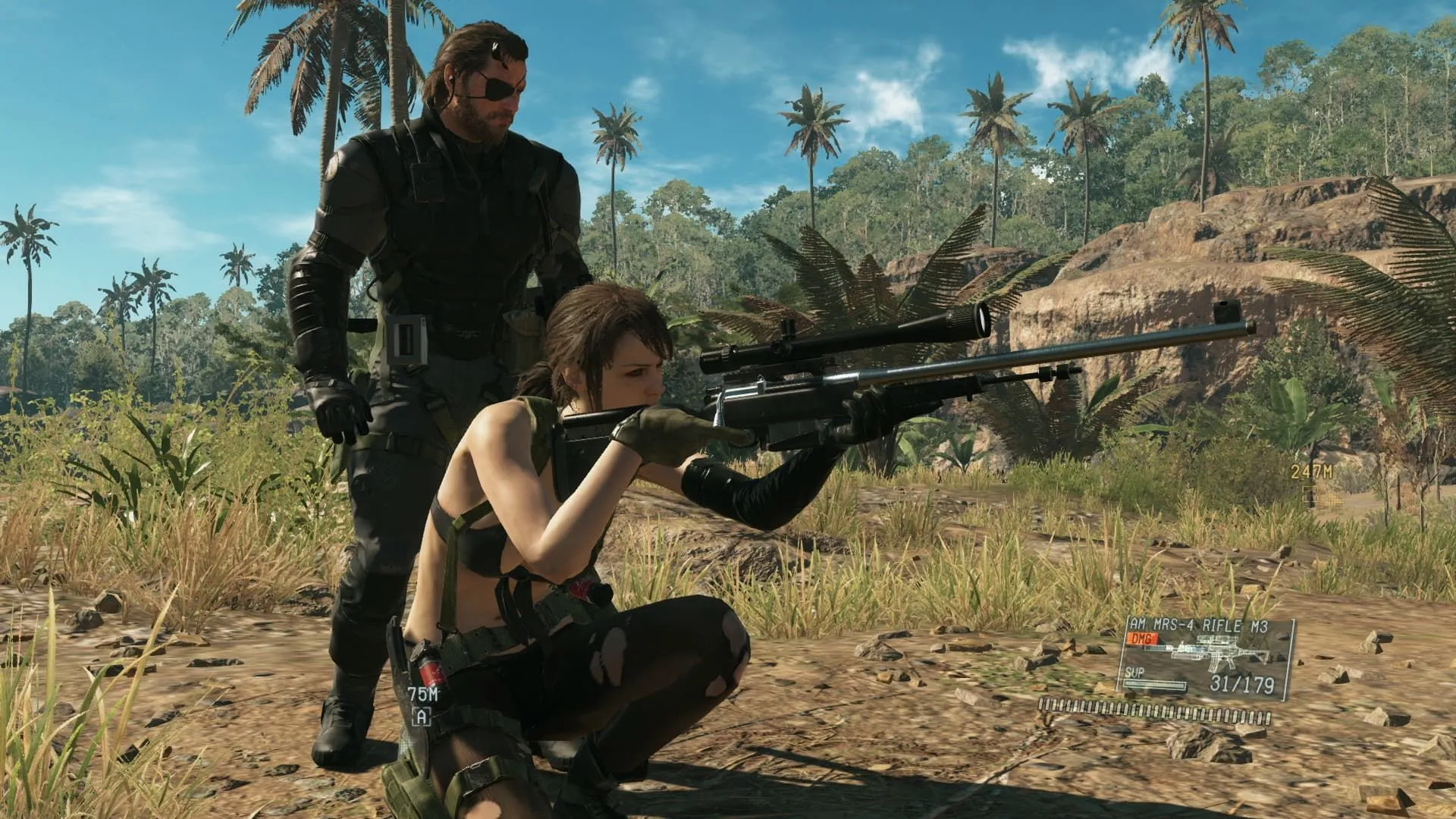 Snake và Quiet đang trong nhiệm vụ trong Metal Gear Solid 5: The Phantom Pain