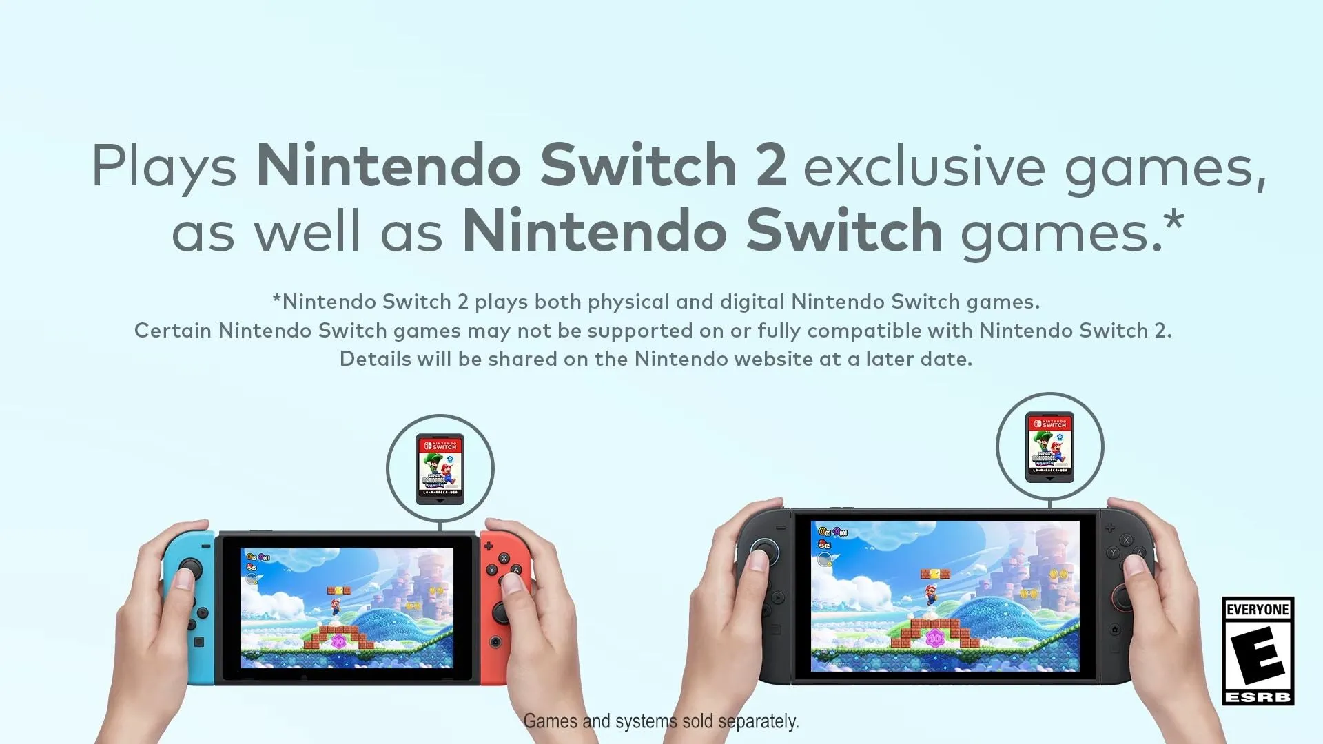 So sánh trực quan kích thước giữa Nintendo Switch đời đầu và Nintendo Switch 2, cho thấy sự khác biệt về thiết kế thân máy và tay cầm.