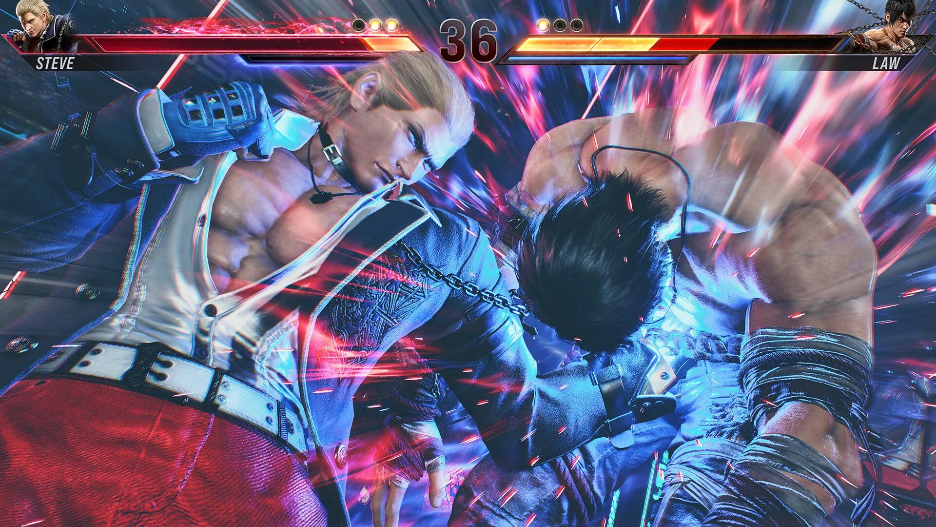 Steve Fox tung cú đấm vào Marshall Law trong gameplay Tekken 8, minh họa chế độ chơi đơn