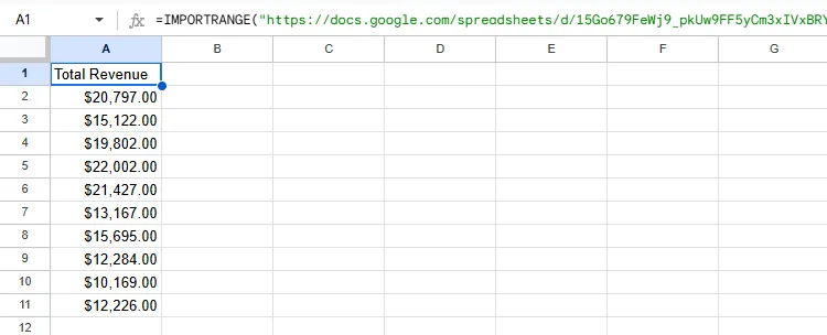 Sử dụng IMPORTRANGE để nhập tiêu đề và dữ liệu cột bảng từ file Google Sheets khác