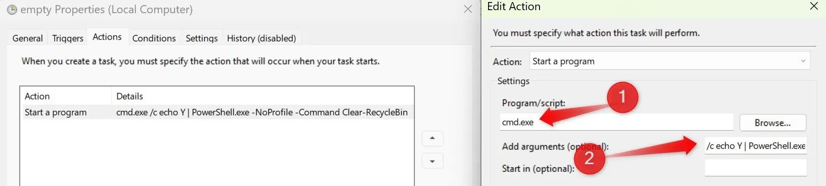 Tạo tác vụ tự động dọn dẹp thùng rác trong Task Scheduler