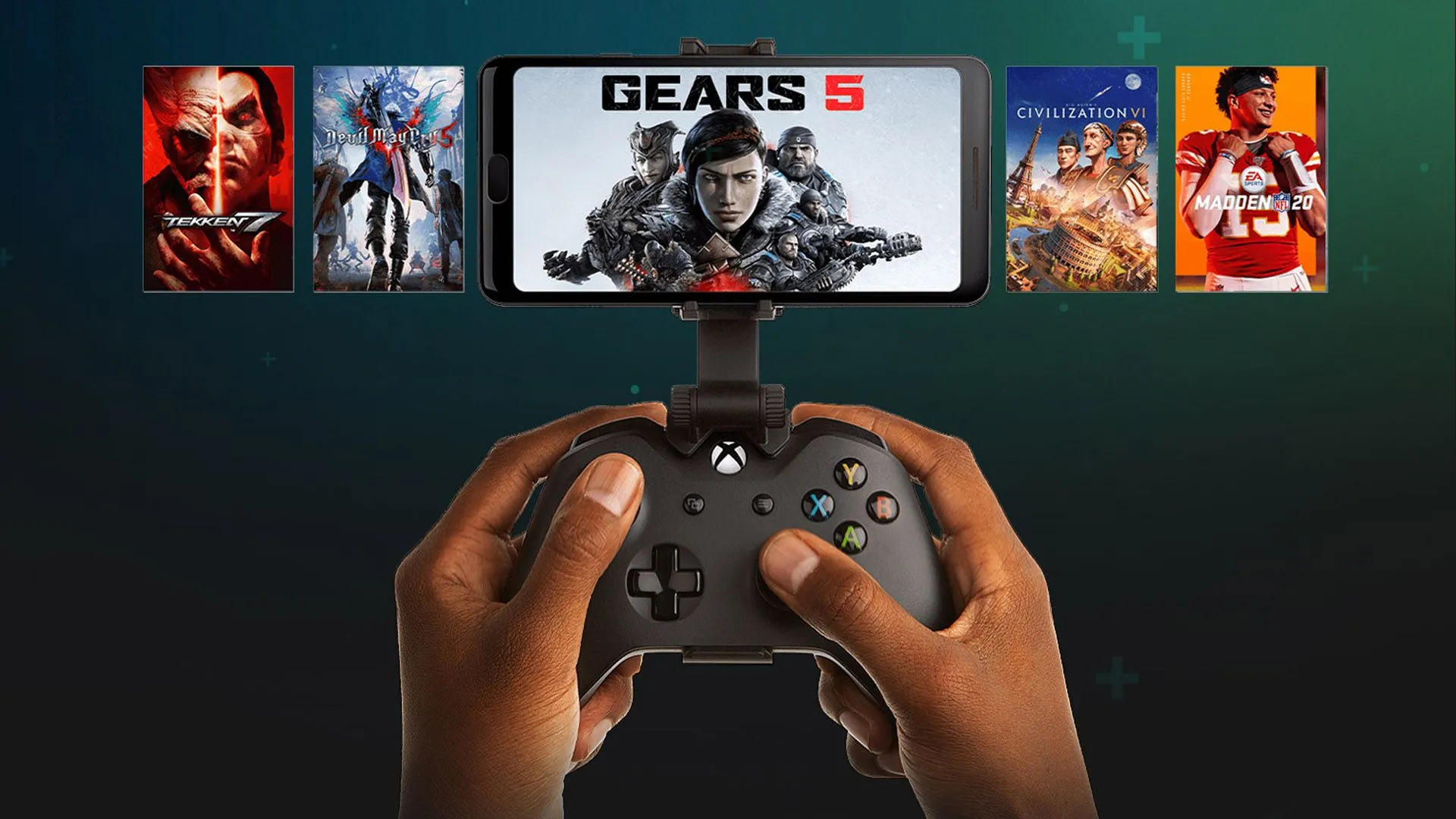 Tay cầm Xbox kết nối iPhone minh họa dịch vụ Xbox Cloud Gaming