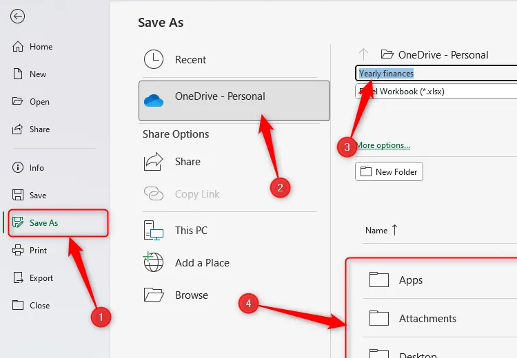 Tệp Excel đang được lưu vào thư mục OneDrive