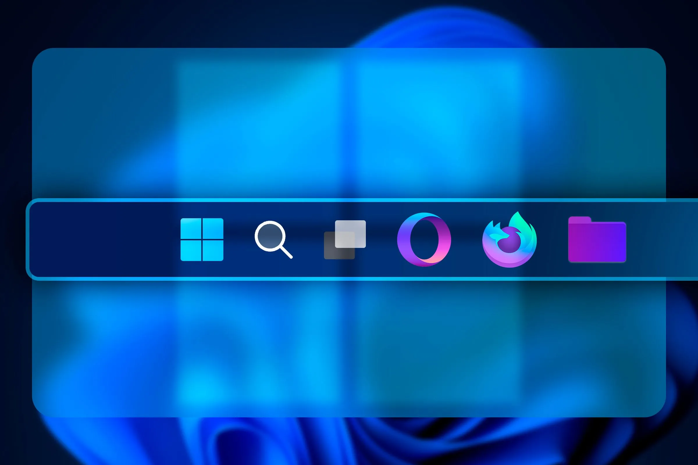 Thanh Taskbar Windows 11 đã được tùy chỉnh gọn gàng, loại bỏ các biểu tượng không cần thiết.