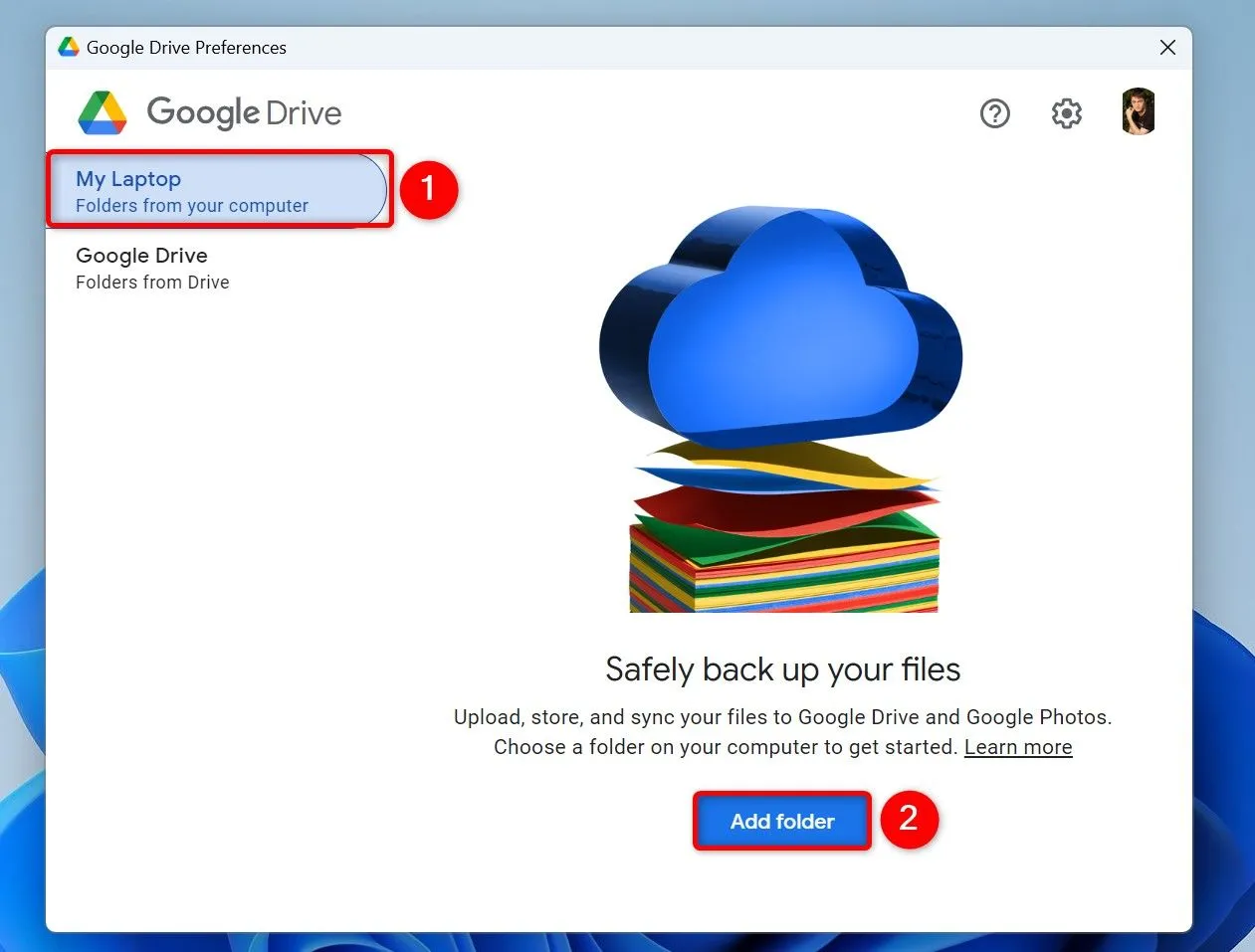 Thêm thư mục từ máy tính vào Google Drive