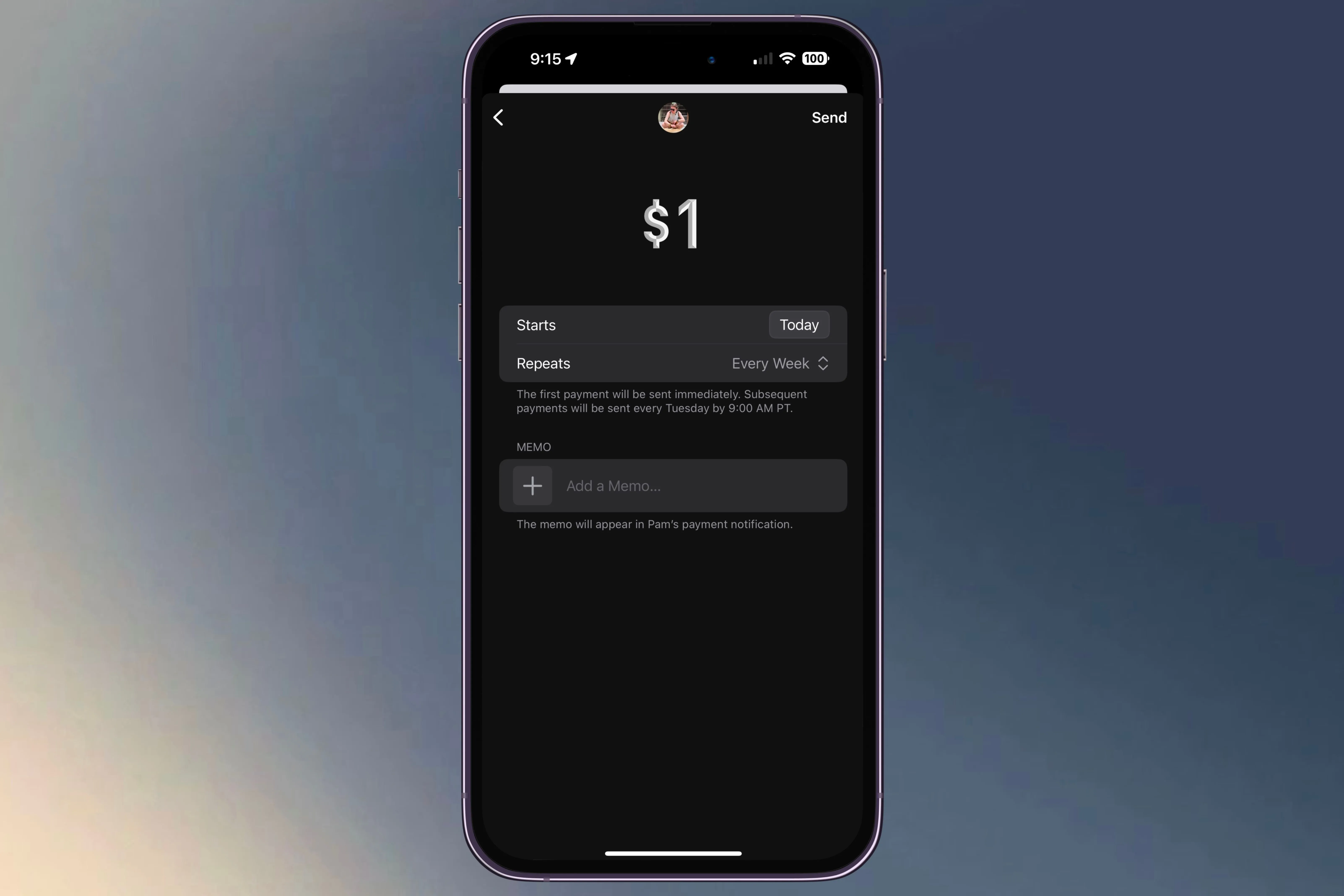 Thiết lập thanh toán định kỳ cho một liên hệ bằng Apple Cash trong ứng dụng Tin nhắn
