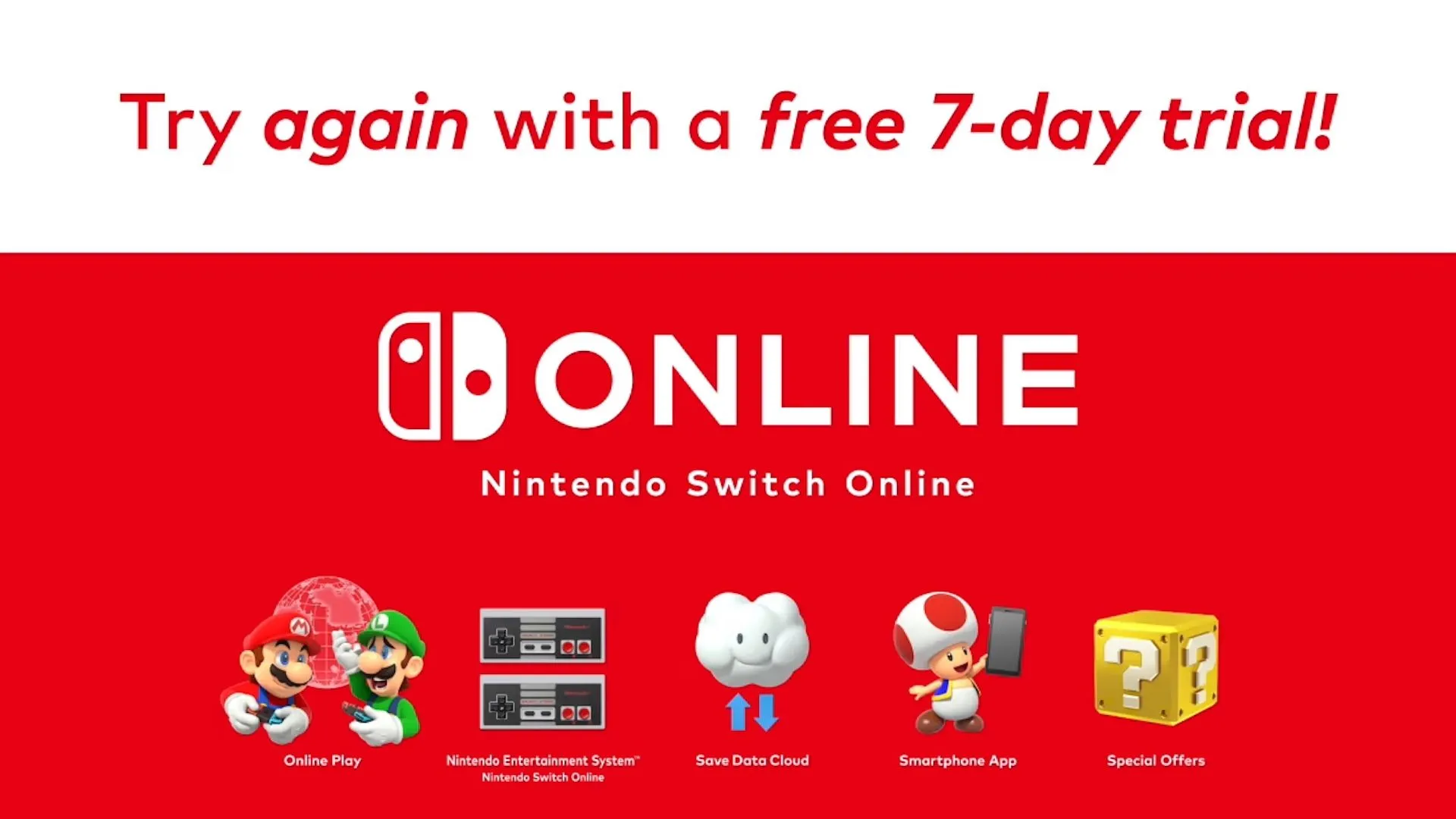 Thử nghiệm miễn phí 7 ngày của Nintendo Switch Online