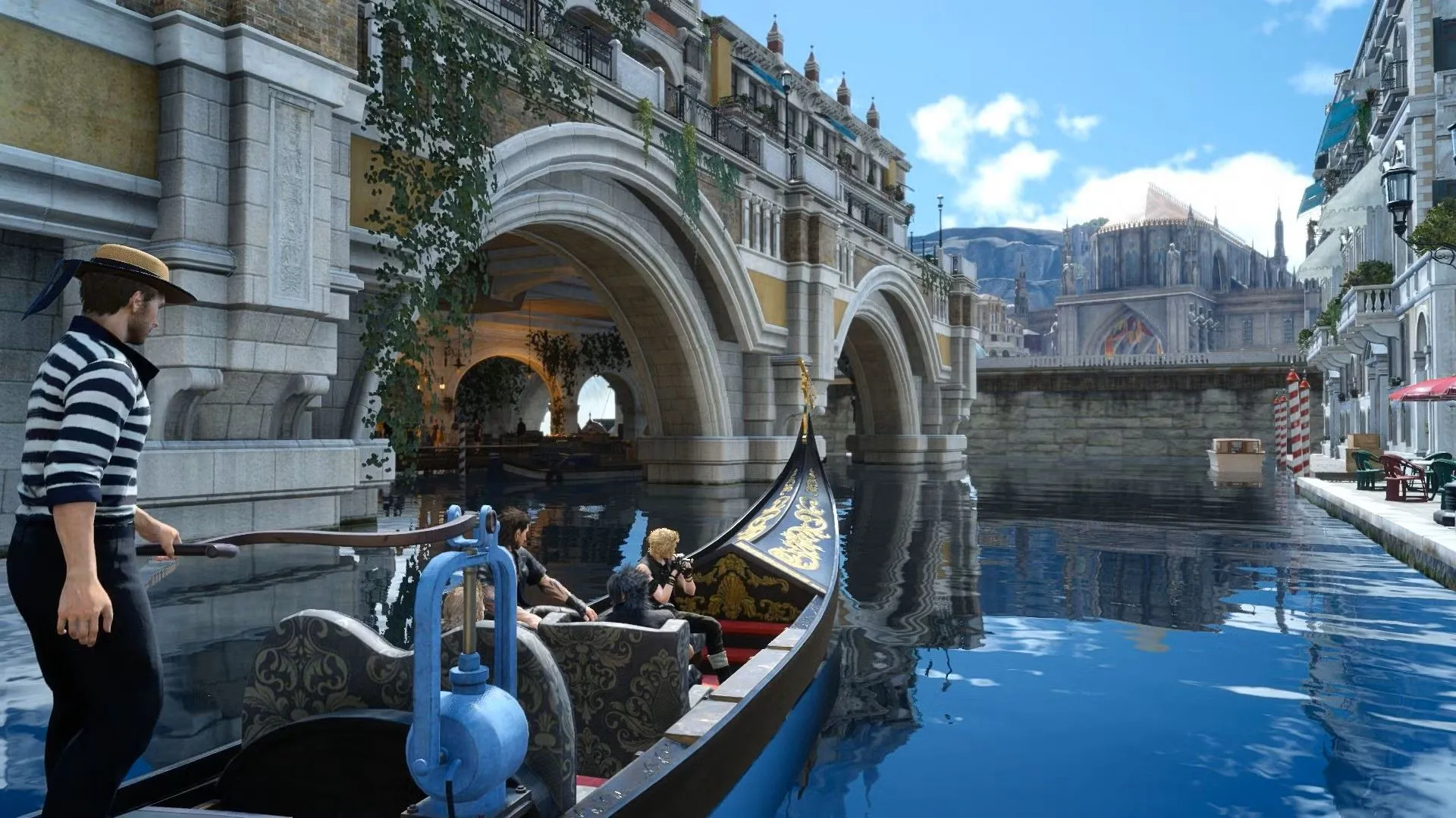 Thuyền gondola và các kênh đào thơ mộng tại thành phố Altissia trong Final Fantasy XV gợi nhớ Venice