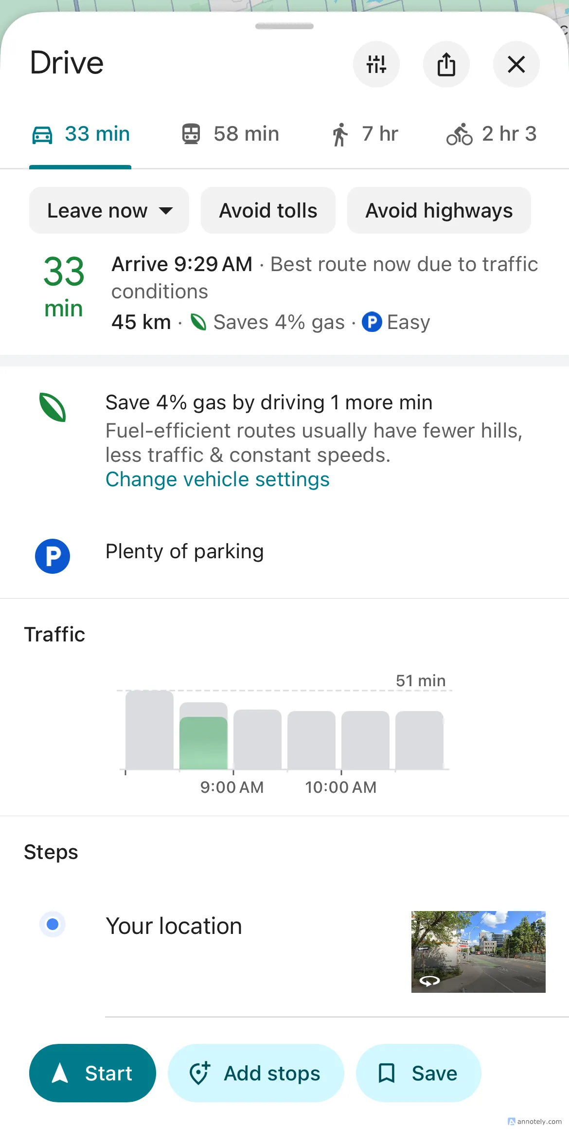 Tìm lộ trình tiết kiệm nhiên liệu trên Google Maps để giảm tiêu thụ xăng