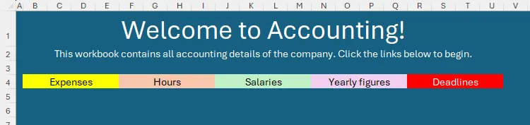 Trang chủ Excel hiển thị thanh điều hướng chứa tên các bảng tính khác trong workbook.