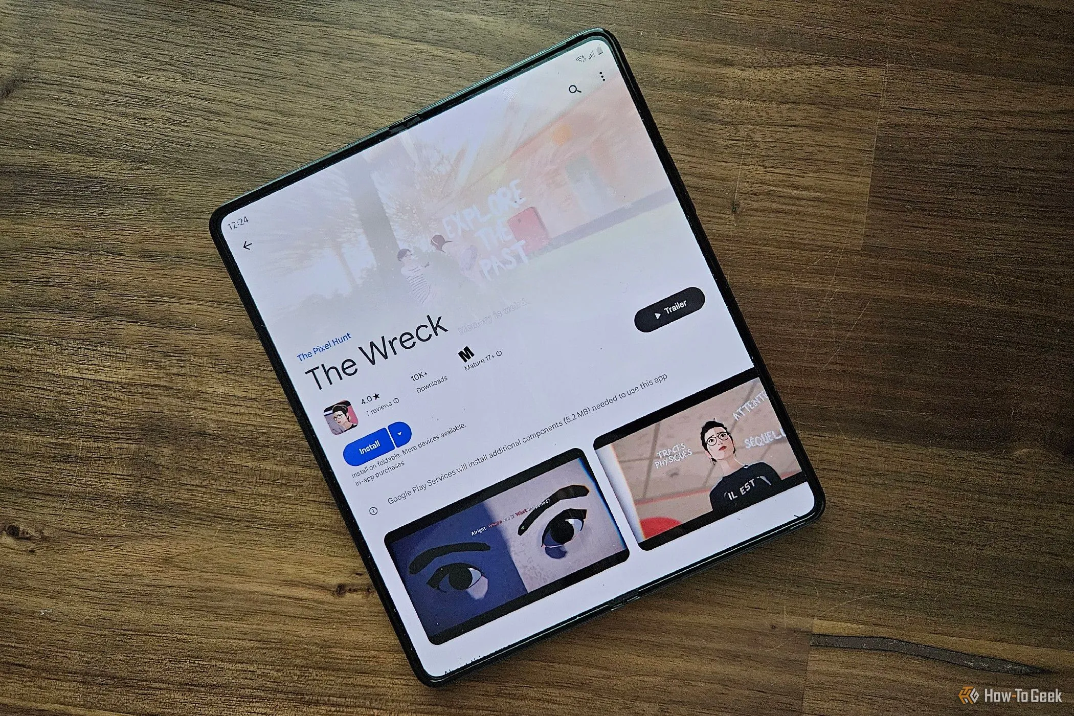 Trò chơi The Wreck hiển thị trên Google Play Store, minh họa quá trình cài đặt ứng dụng đơn giản trên Android.