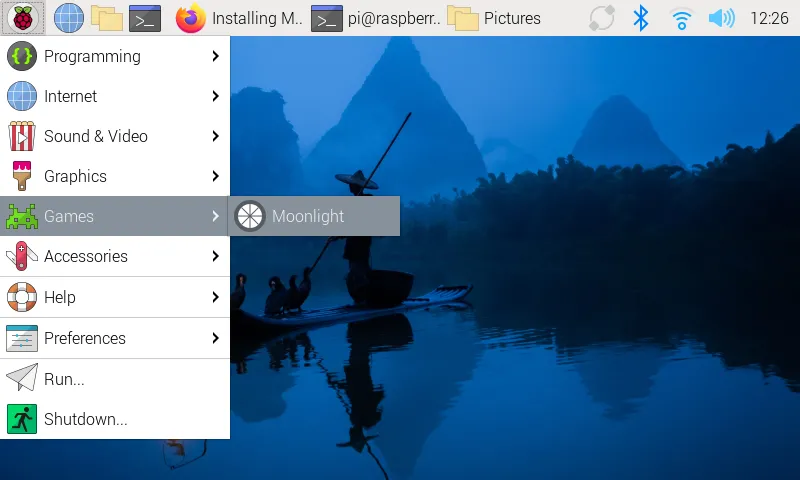 Ứng dụng Moonlight sau khi cài đặt trên Raspberry Pi OS