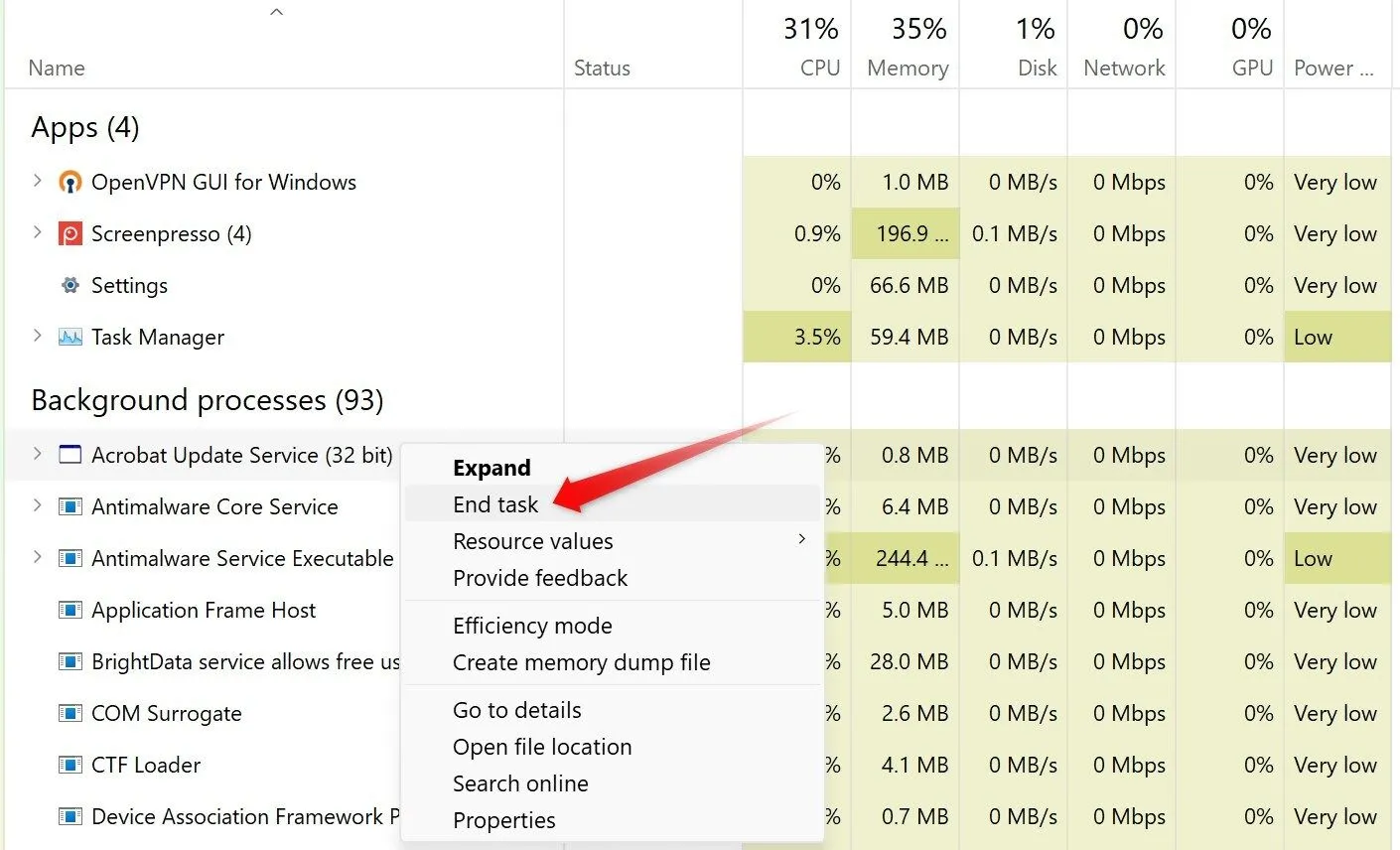 Vô hiệu hóa một dịch vụ nền trong Task Manager trên Windows