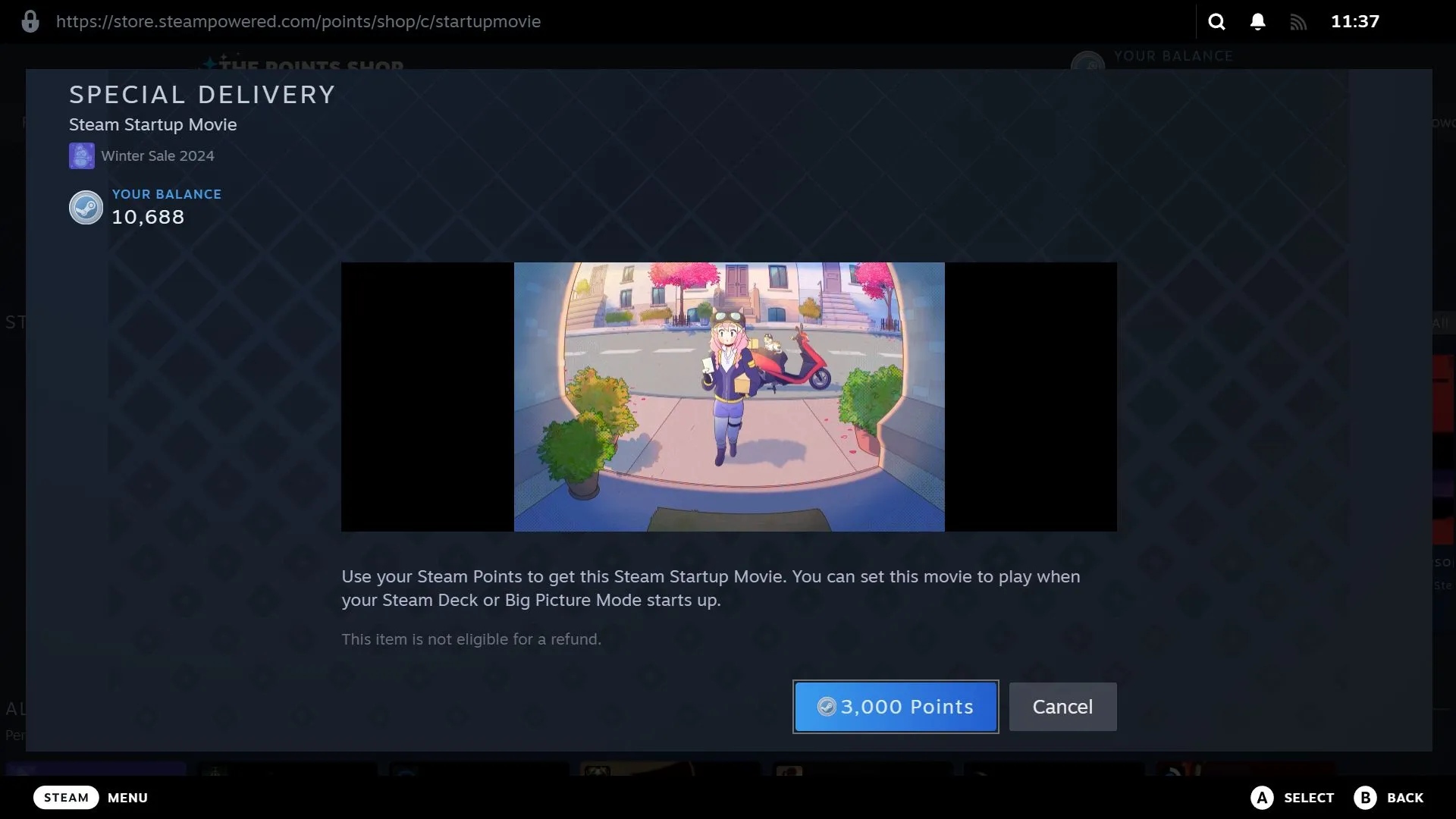 Xem trước một video khởi động Steam cụ thể trong Cửa hàng Điểm trước khi mua