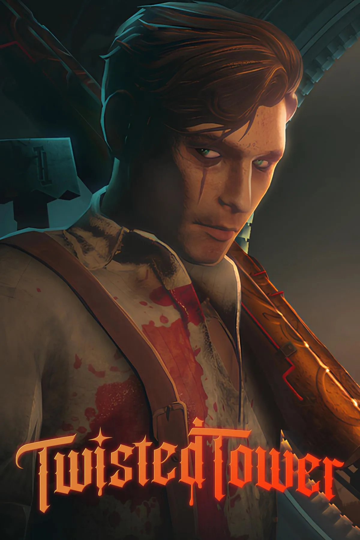 Bìa game Twisted Tower, lấy bối cảnh công viên giải trí bị bỏ hoang với yếu tố kinh dị