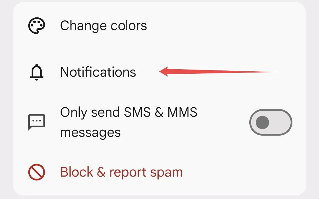 Cài đặt thông báo bong bóng trong Google Messages