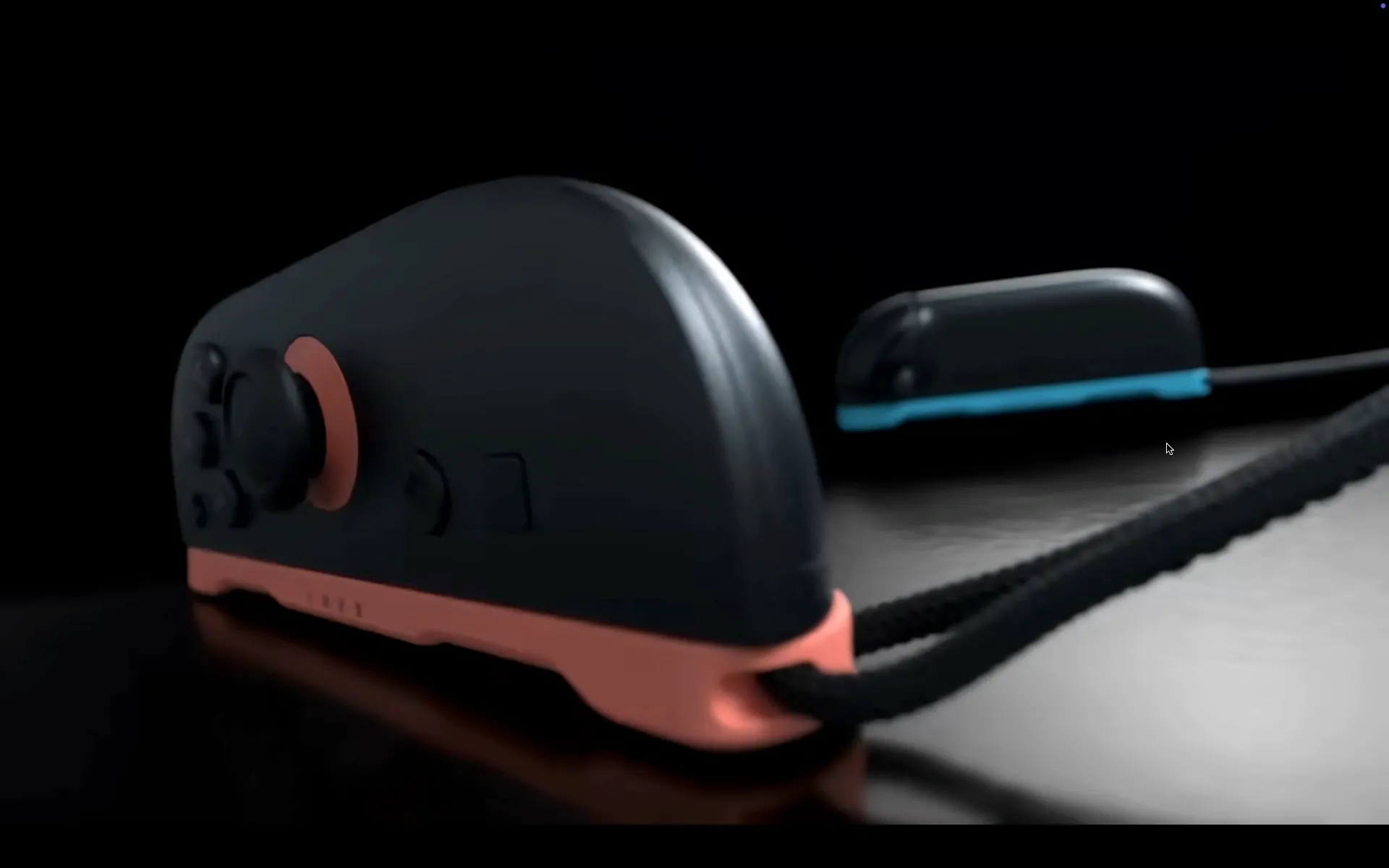 Cận cảnh tay cầm Joy-Con của Nintendo Switch 2 được gắn vào báng cầm, đặt nghiêng trong chế độ chuột, cho thấy khả năng điều khiển mới mẻ.