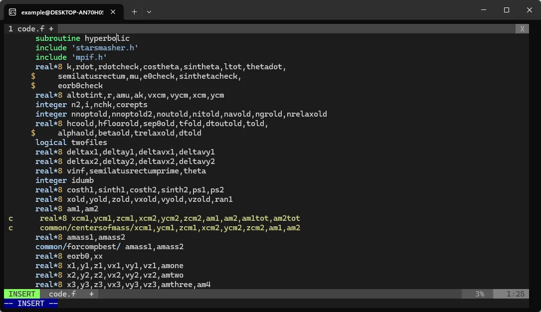 Cửa sổ mã nguồn mở đang hiển thị trên môi trường WSL trong Linux, minh họa quá trình phát triển