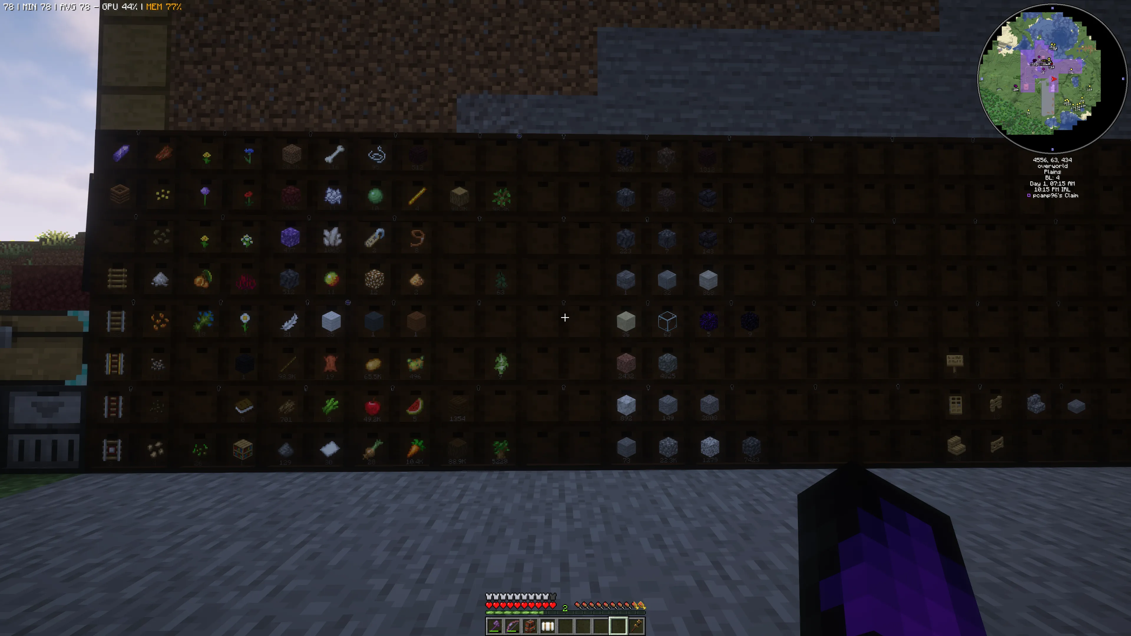 Hệ thống Storage Drawers trong Minecraft hiển thị nhiều loại vật phẩm được sắp xếp gọn gàng.