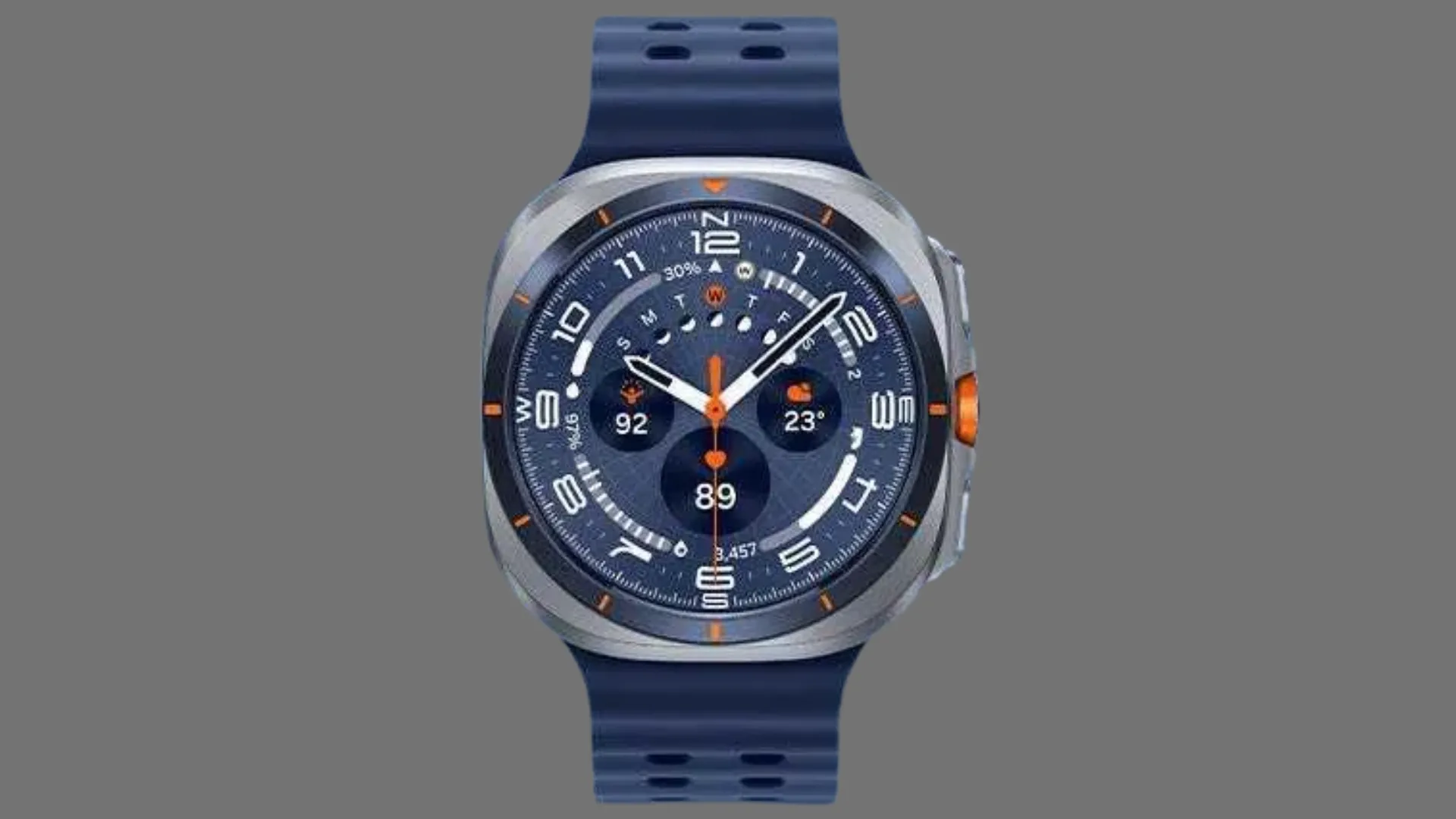 Hình ảnh render Samsung Galaxy Watch Ultra (2025) với khung viền vuông vắn, màu xanh mới