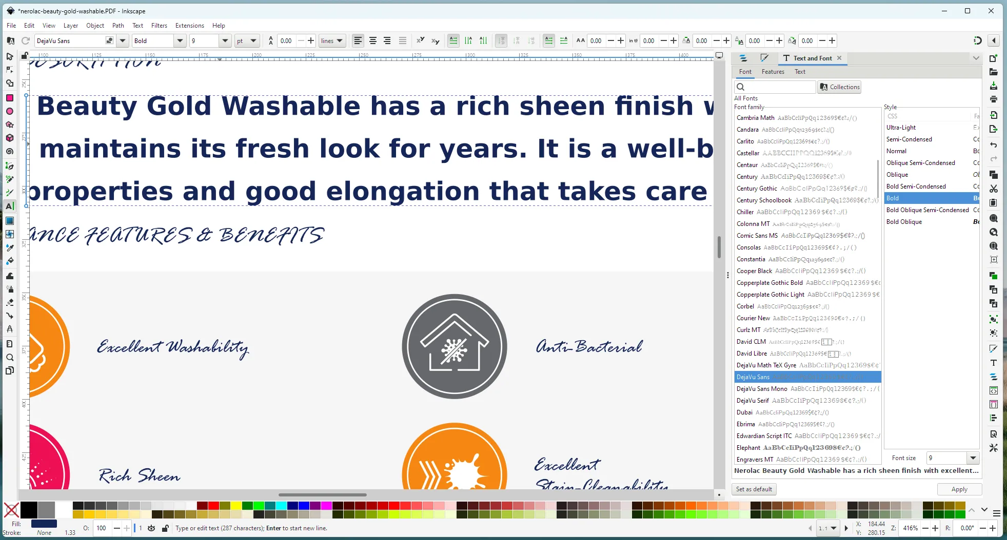 Inkscape hiển thị giao diện chỉnh sửa tệp PDF với các công cụ đồ họa