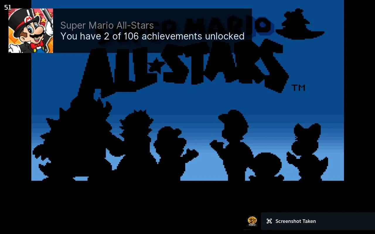 Lớp phủ tổng quan thành tích trong RetroAchievements khi chơi game.