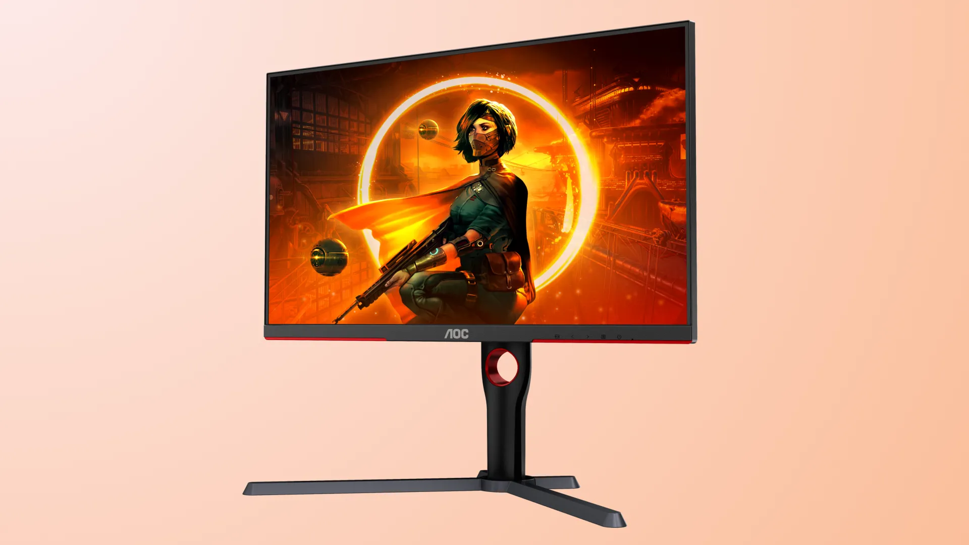 Màn hình gaming AOC Q27G3XMN với thiết kế hiện đại và màu sắc nền hồng