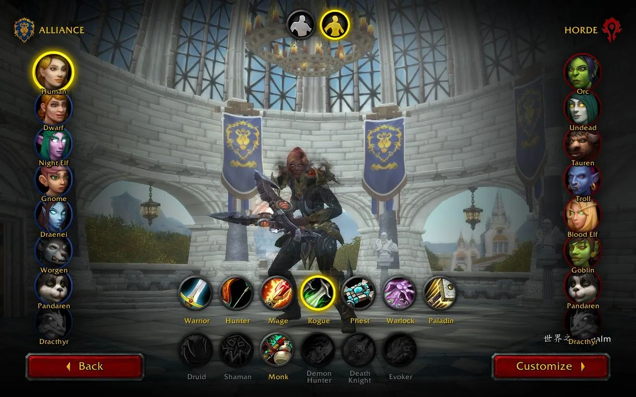 Màn hình tạo nhân vật trong World of Warcraft, minh họa những bước đầu tiên của người chơi mới khi khám phá thế giới Azeroth trên Steam Deck.