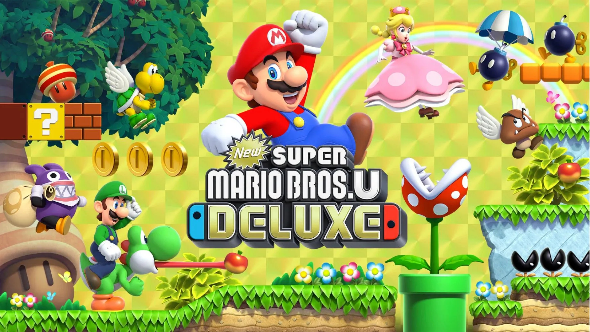 Mario nhảy trong New Super Mario Bros U Deluxe, minh họa tiềm lực tài chính hùng hậu của Nintendo trong các vụ kiện.