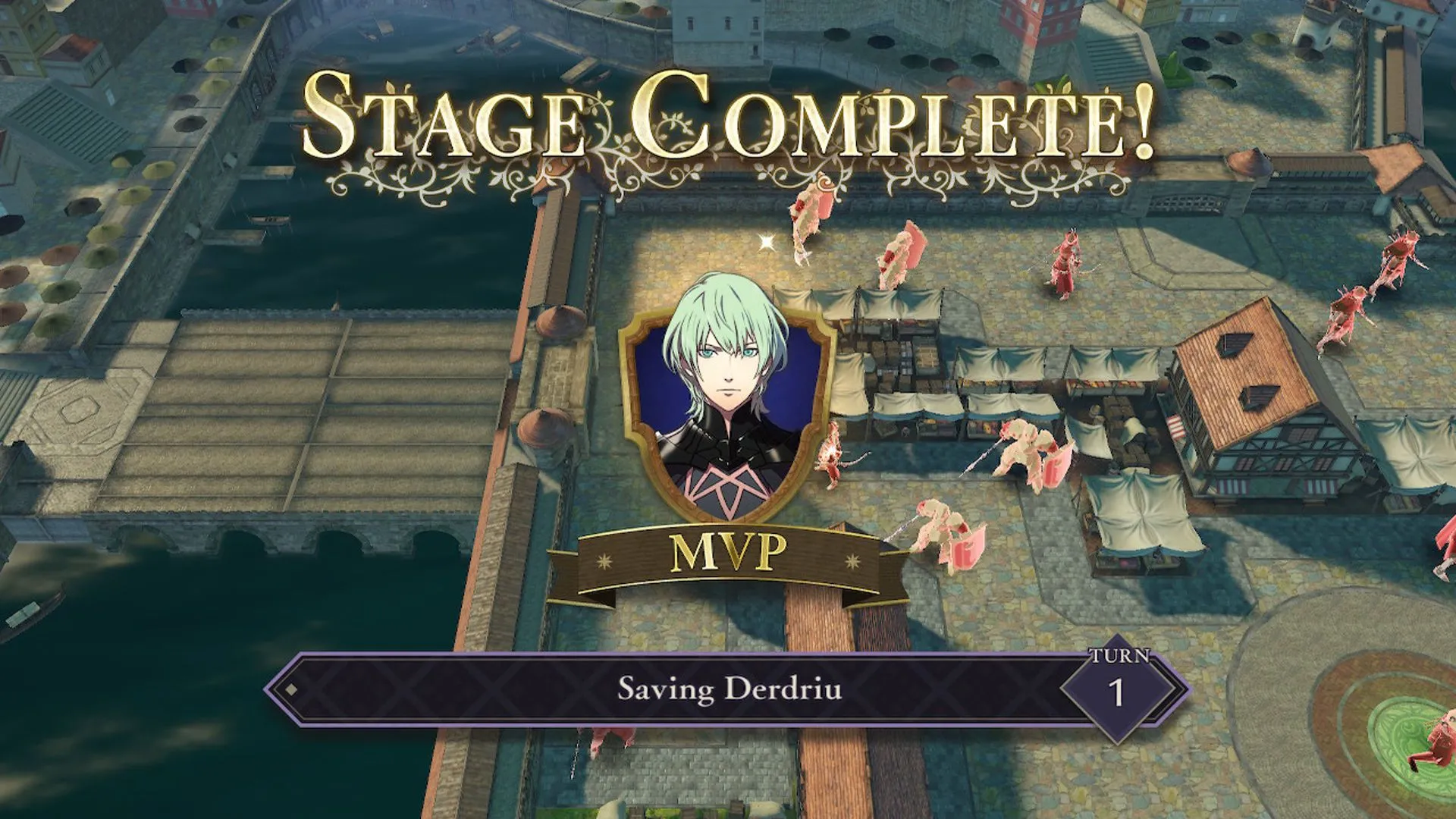Một bản đồ trong Fire Emblem: Three Houses đang được dọn sạch trong một lượt chơi