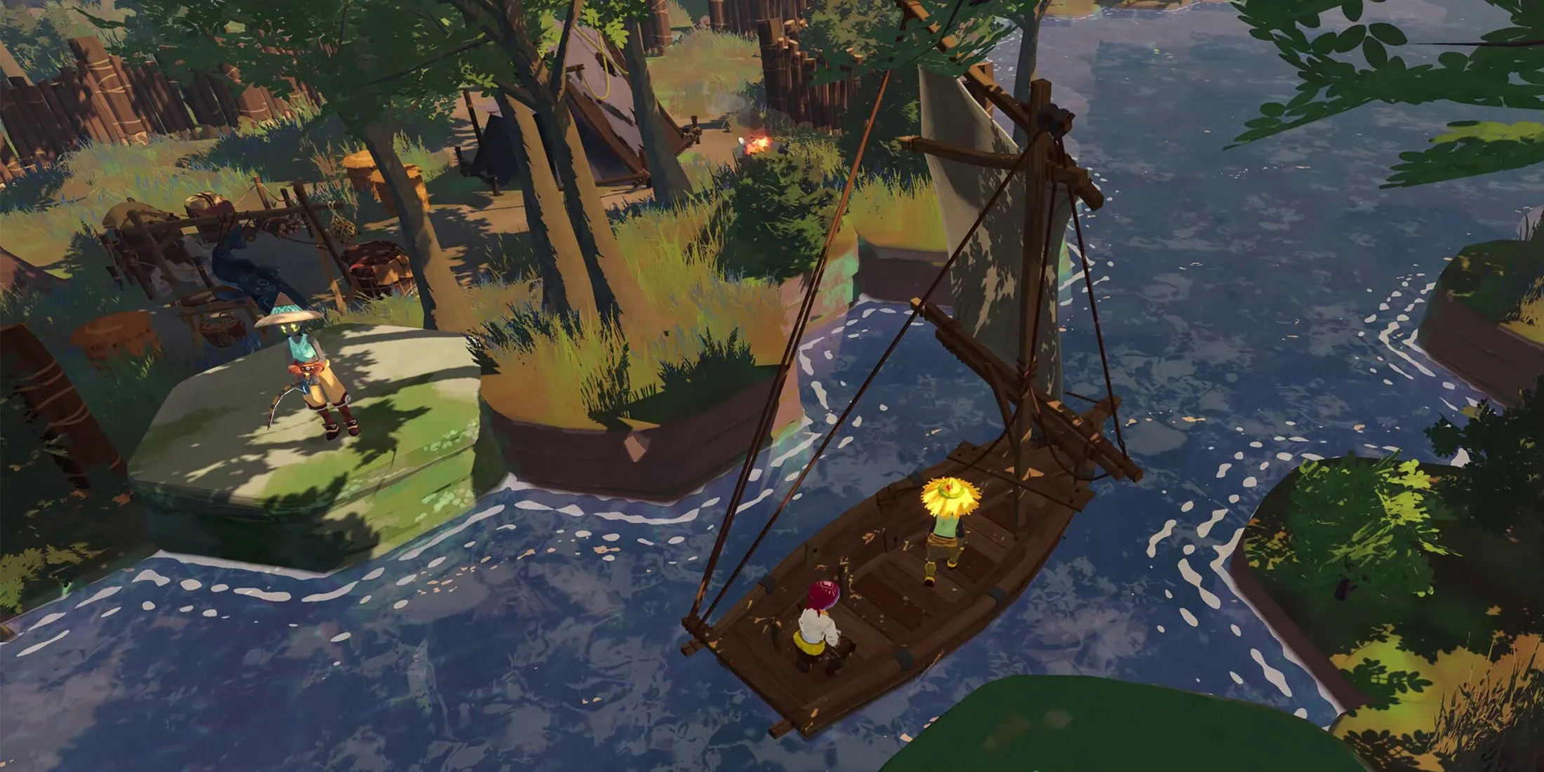 Một góc làng mạc được xây dựng bởi người chơi trong BitCraft Online