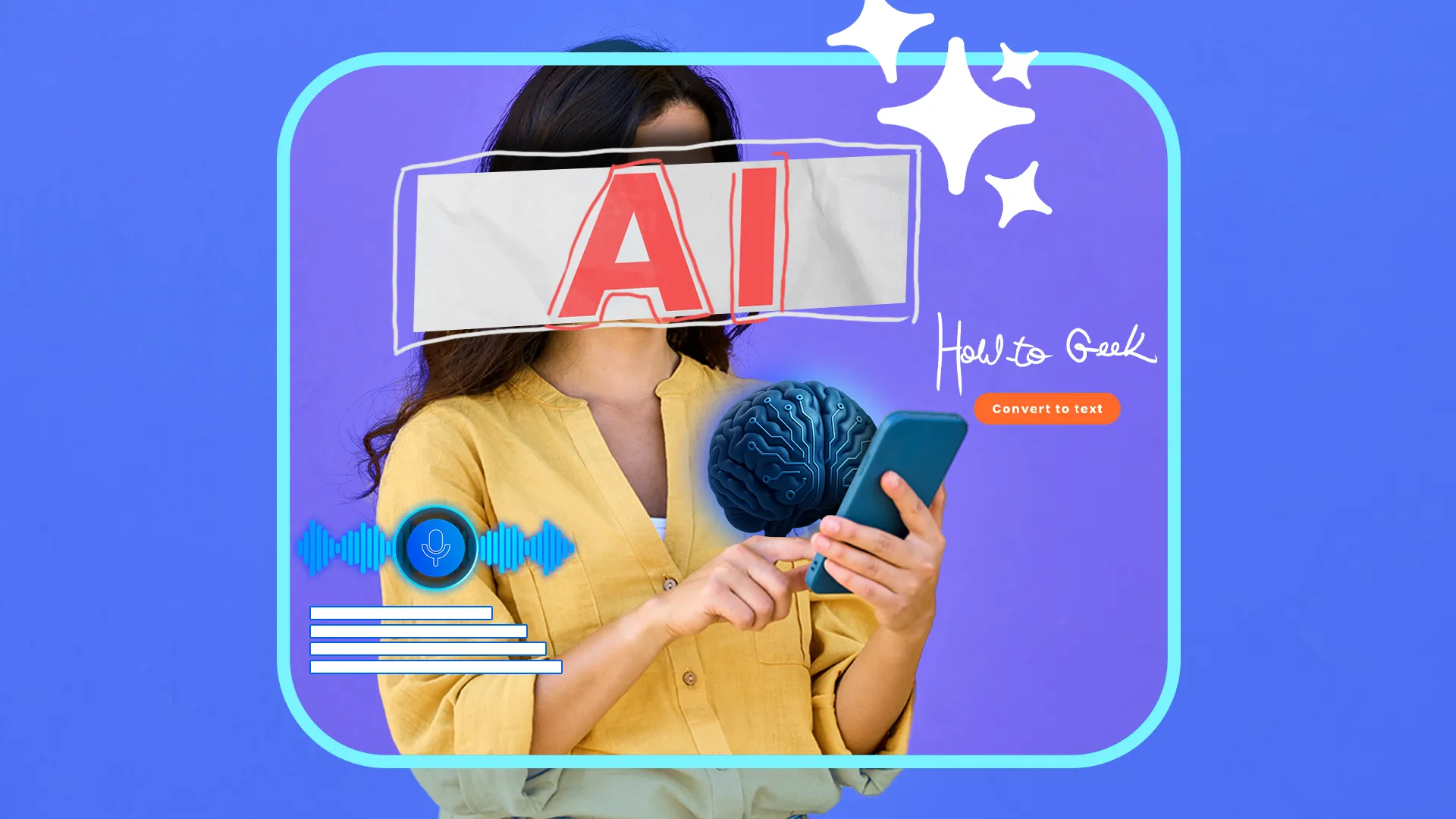 Một người phụ nữ đang sử dụng điện thoại với biểu tượng trí tuệ nhân tạo (AI) trên màn hình