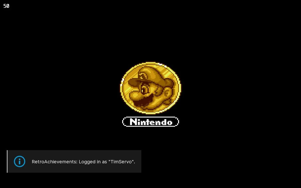 Thông báo đăng nhập RetroAchievements thành công.