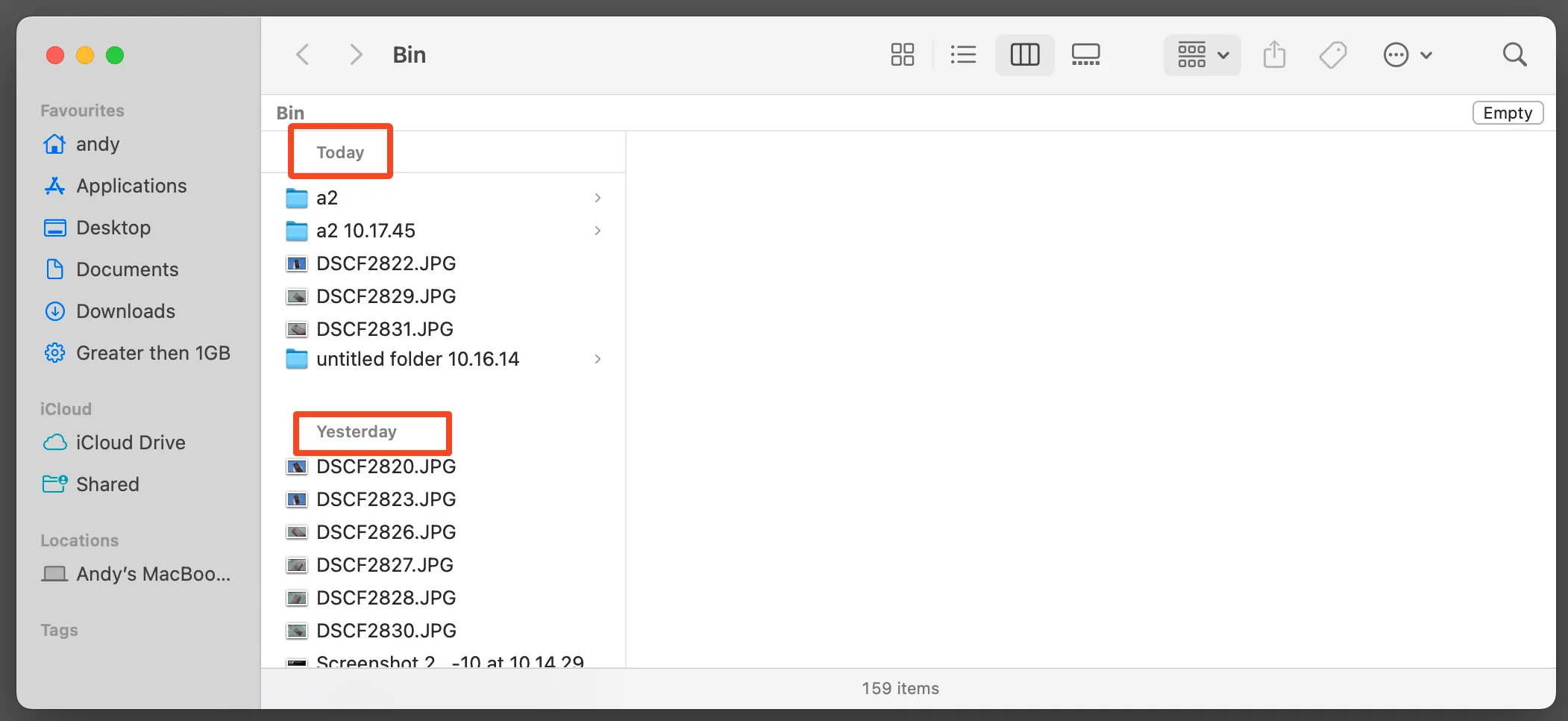 Thùng rác macOS được nhóm theo ngày xóa để dễ dàng theo dõi và khôi phục các mục
