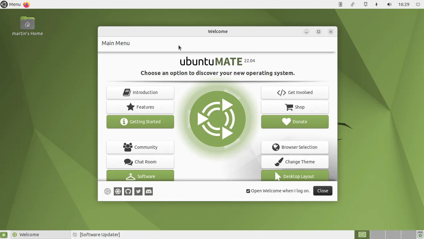 Ảnh chụp màn hình giao diện desktop của Ubuntu MATE, hiển thị môi trường làm việc trực quan