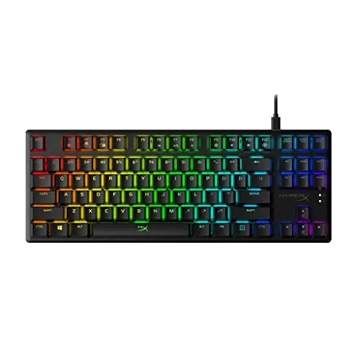 Bàn phím HyperX Alloy Origins Core TKL với đèn RGB sáng rực, thiết kế nhỏ gọn và cứng cáp, phù hợp cho game thủ