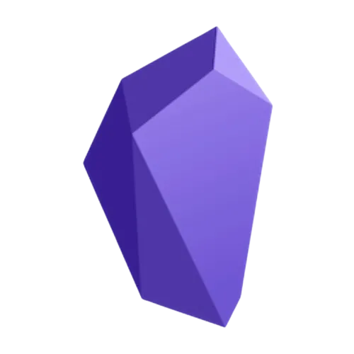 Biểu tượng ứng dụng ghi chú Obsidian trên nền xanh