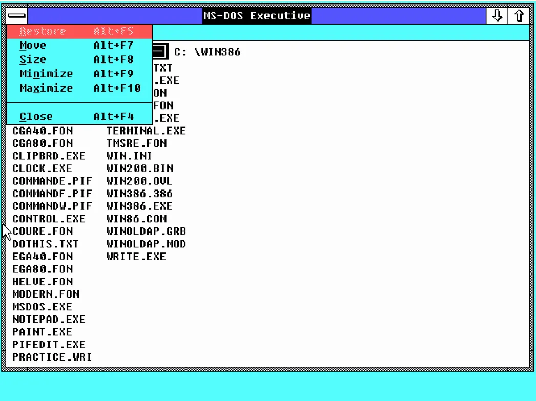 Các nút điều khiển cửa sổ trong Windows 2.0