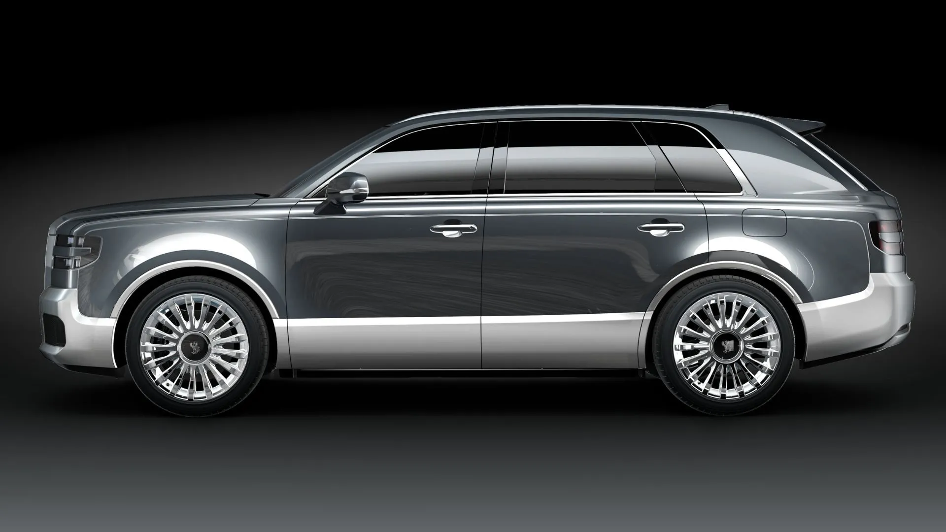 Chiếc SUV Toyota Century màu đen sang trọng với đèn pha sắc sảo và lưới tản nhiệt lớn, thể hiện đẳng cấp cao cấp