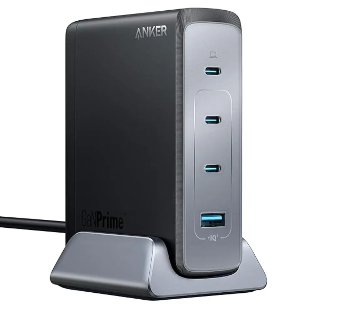 Củ sạc Anker Prime 240W USB-C với bốn cổng, thiết kế nhỏ gọn, sạc nhanh hiệu quả cho nhiều thiết bị điện tử