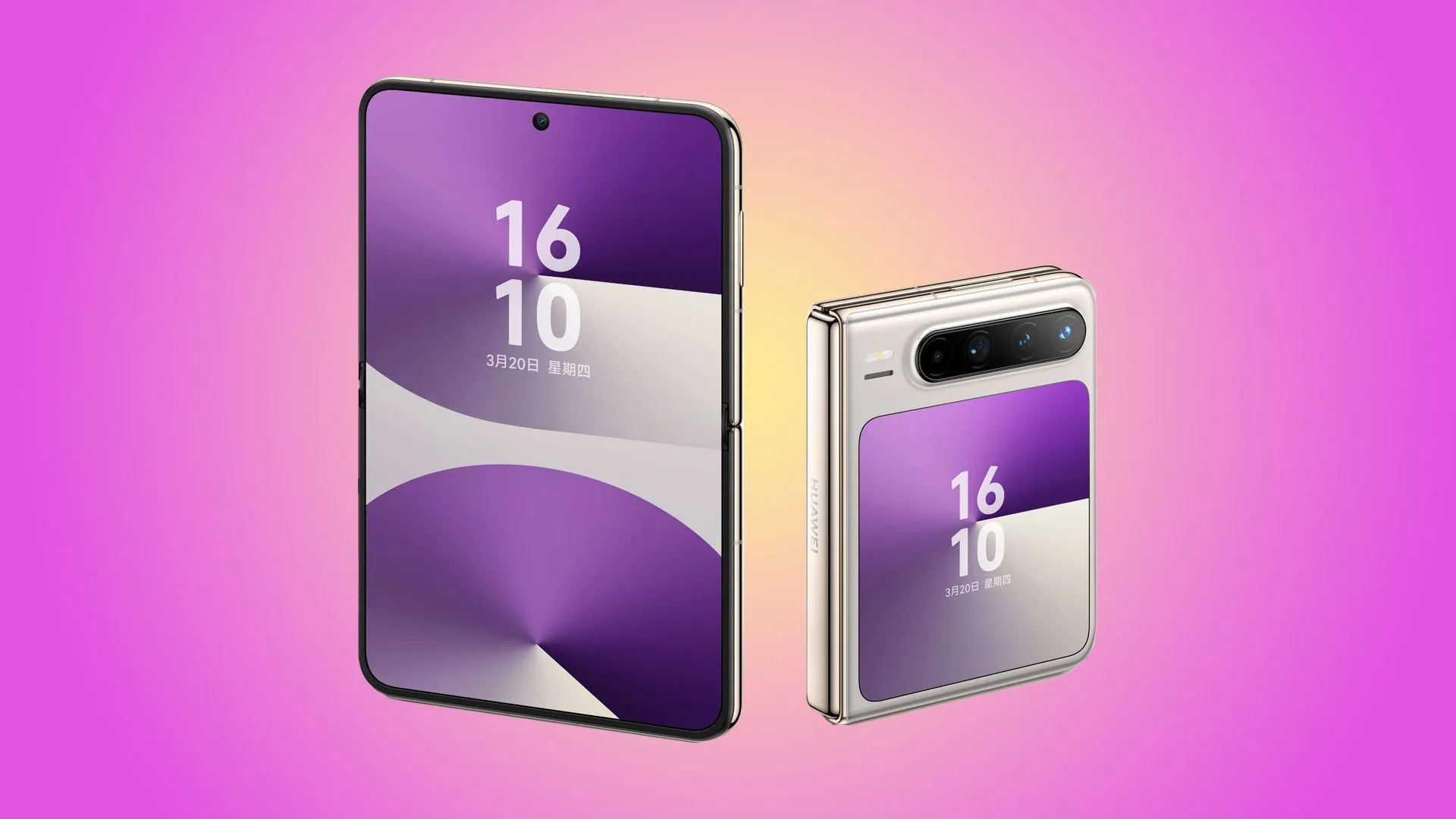 Điện thoại gập Huawei Pura X với màn hình ngoài hình tròn lớn và thiết kế độc đáo