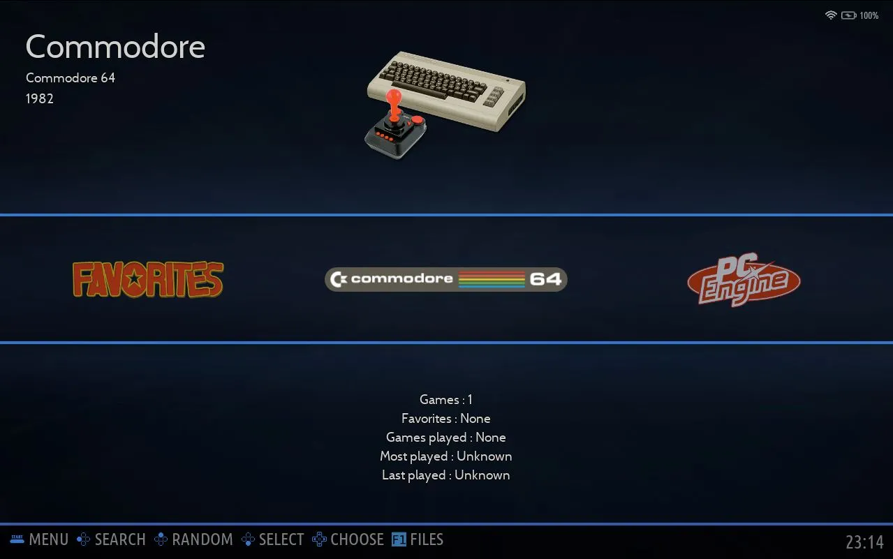 Màn hình chính của Batocera Linux, một bản phân phối được thiết kế để chạy các trình giả lập và chơi game retro