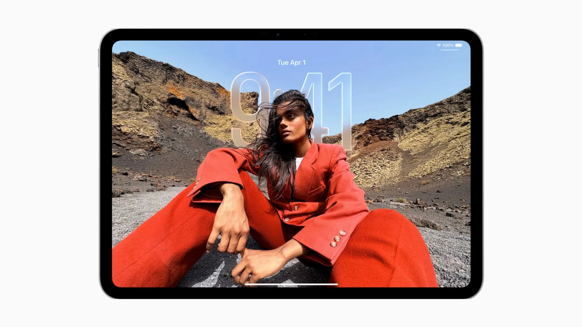 Màn hình khóa iPadOS 26 mới, minh họa giao diện Liquid Glass và các yếu tố tương tác.