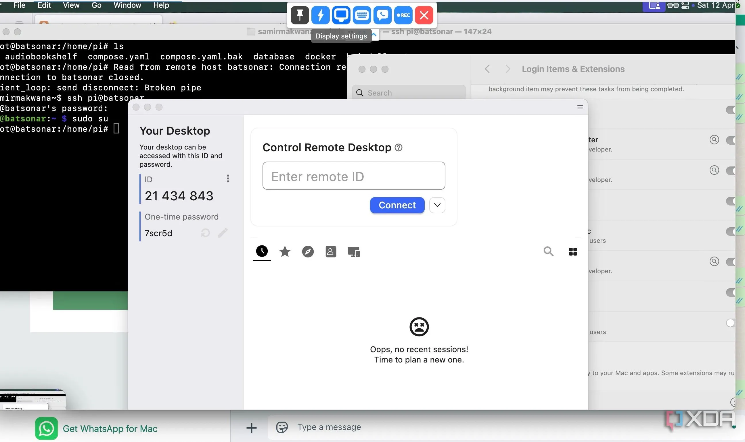 Màn hình máy tính hiển thị kết nối RustDesk đang hoạt động, minh họa hiệu suất mượt mà khi xử lý các tác vụ từ xa.