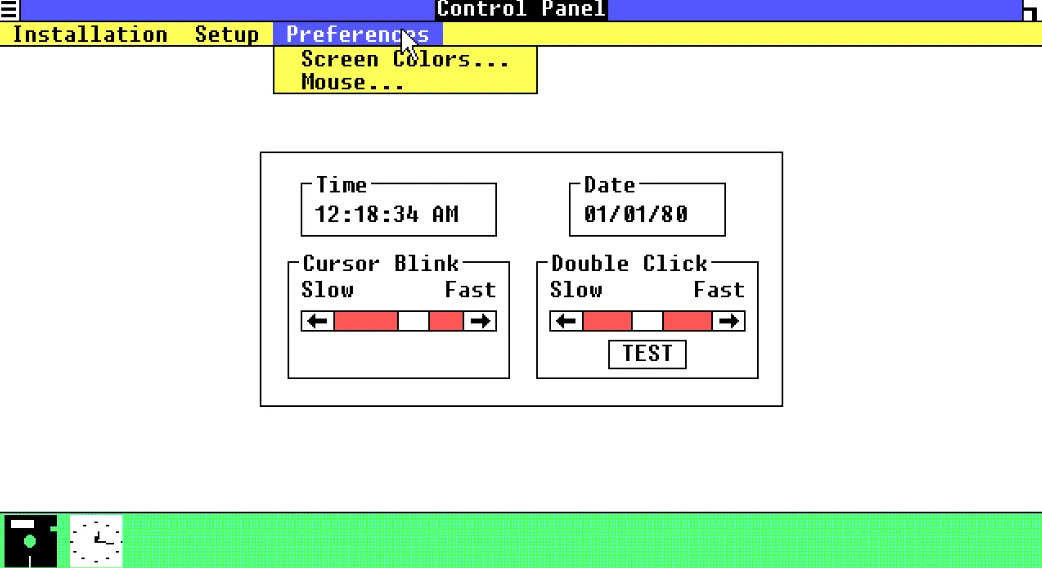 Menu thả xuống trong hệ điều hành Windows 1.0