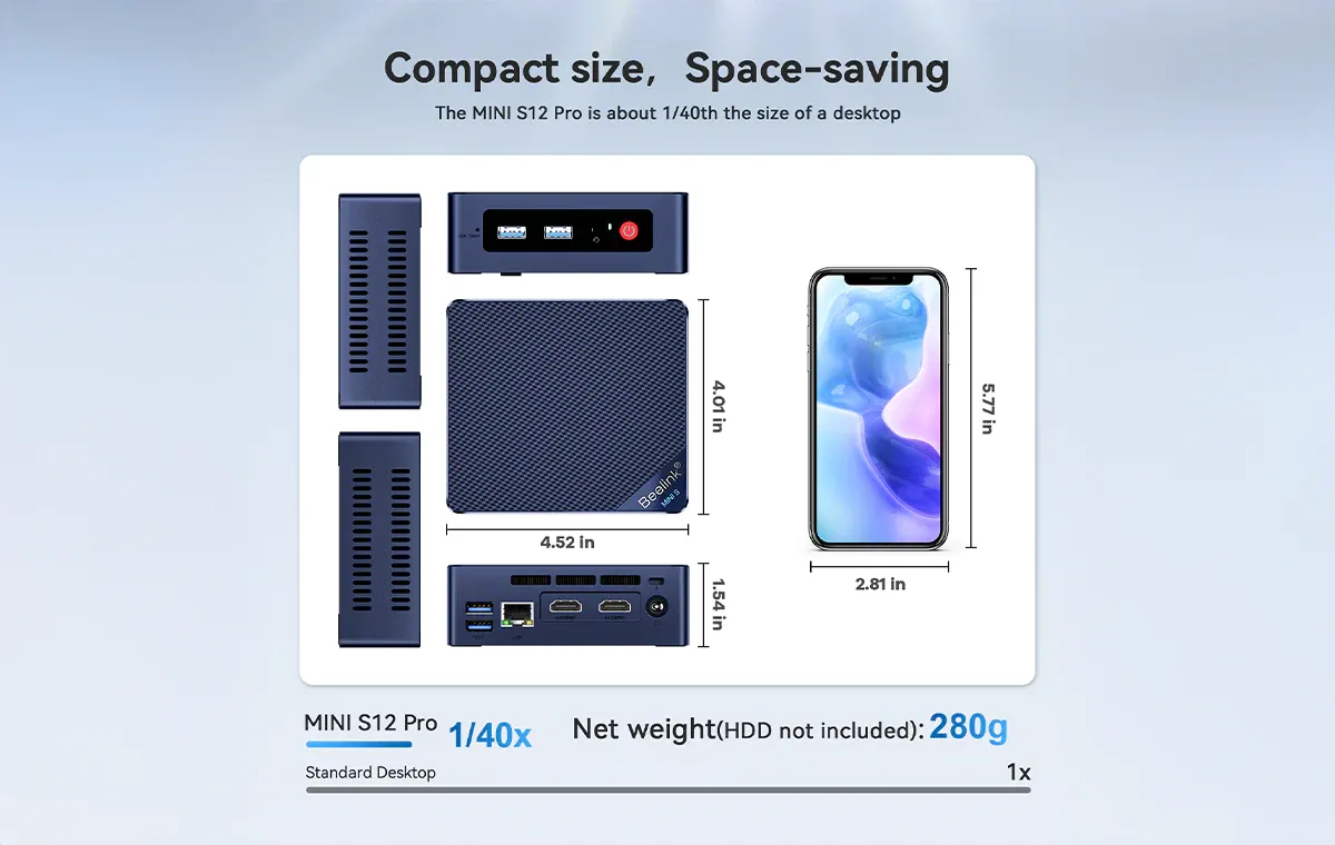 Mini PC Beelink Mini S12 Pro nhỏ gọn, giá phải chăng, với CPU Intel Alder Lake N100 và khả năng xuất 2 màn hình 4K, lý tưởng cho người dùng Linux.