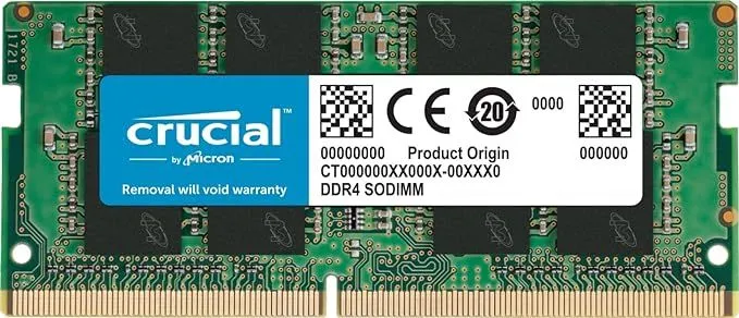 Thanh RAM Crucial 16GB DDR4, tốc độ 3200MHz CL22, một lựa chọn phổ biến để nâng cấp hiệu năng laptop.