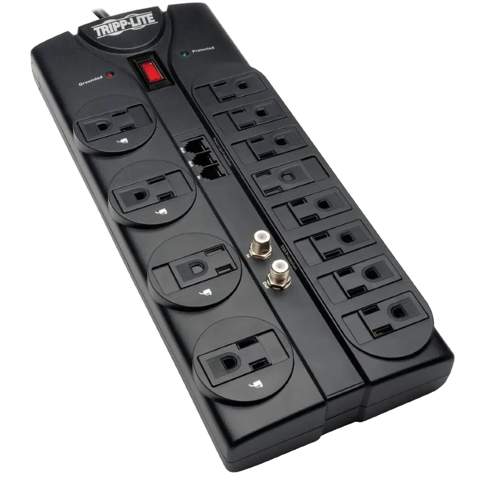 Thiết bị bảo vệ quá áp Tripp Lite TLP1208 SAT với thiết kế chắc chắn, đèn báo trạng thái.