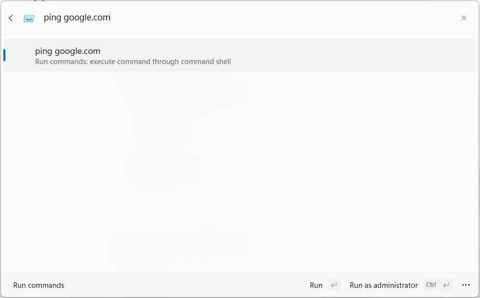Thực thi lệnh Command Prompt trực tiếp từ Command Palette trên hệ điều hành Windows.